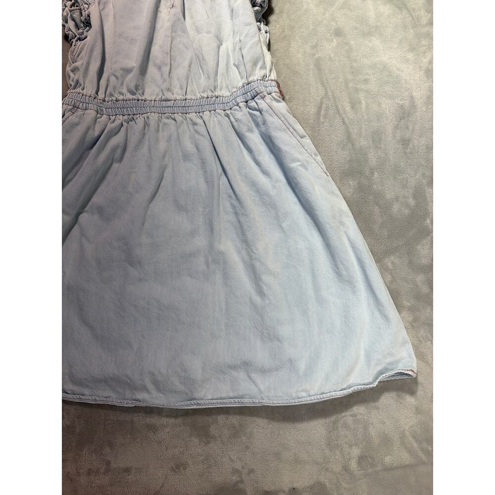 Kate Spade New York Light Wash Denim Chambray Ruffle Sleeve Mini Dress Medium M - Picture 3 of 6